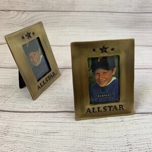 Gold Metal Picture Frames All Star Engraving Small Photo Holder Set of 2